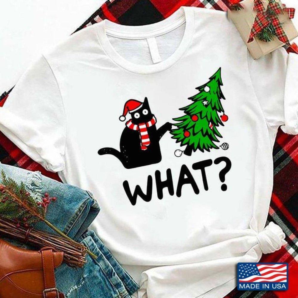 Cat Pushing Down Christmas Tree Shirt